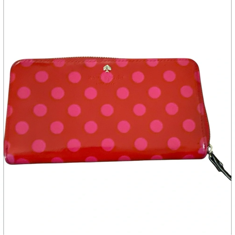 Kate Spade Polka Dot Zip Around Wallet Red & Pink